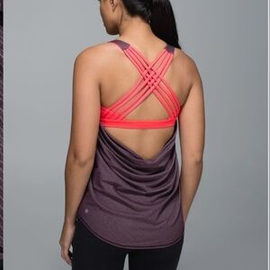 Lululemon Wild Tank. 2 in 1 bra. Purple and neon pink, smal grey stripes.4